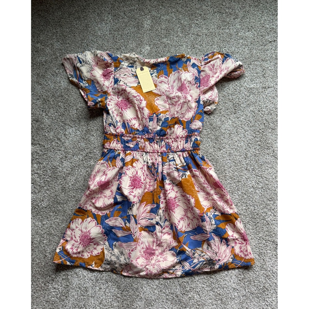 Band of the Free Floral Smocked Mini Dress Pink Blue Ochre Small NWT - Picture 8 of 9